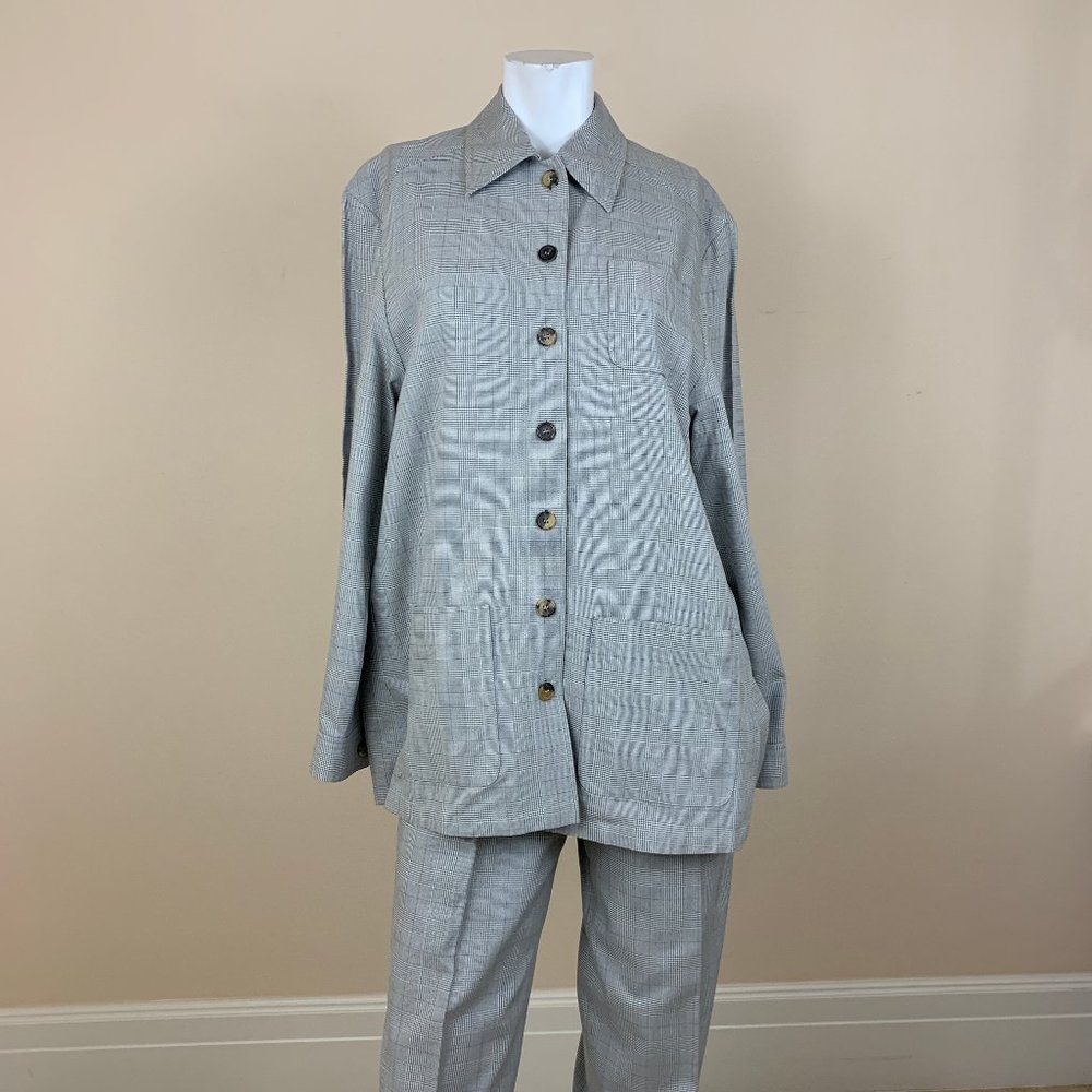 Escada Grey Checkered 2 Piece Pant & Jacket Set